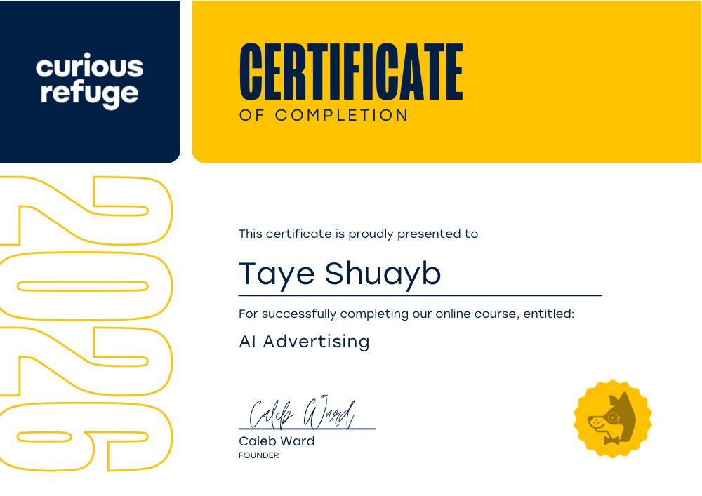 Curious Refuge AI Advertising certificate